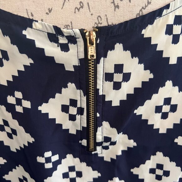 Timing Blue & White Geometric Print Three Quarter Sleeve Blouse M Office Career - Picture 5 of 8